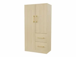 Armario infantil de 2 puertas con 2 cajones y compartimentos de almacenaje - 70 x 45 x 135 cm - madera - natural^Merax New