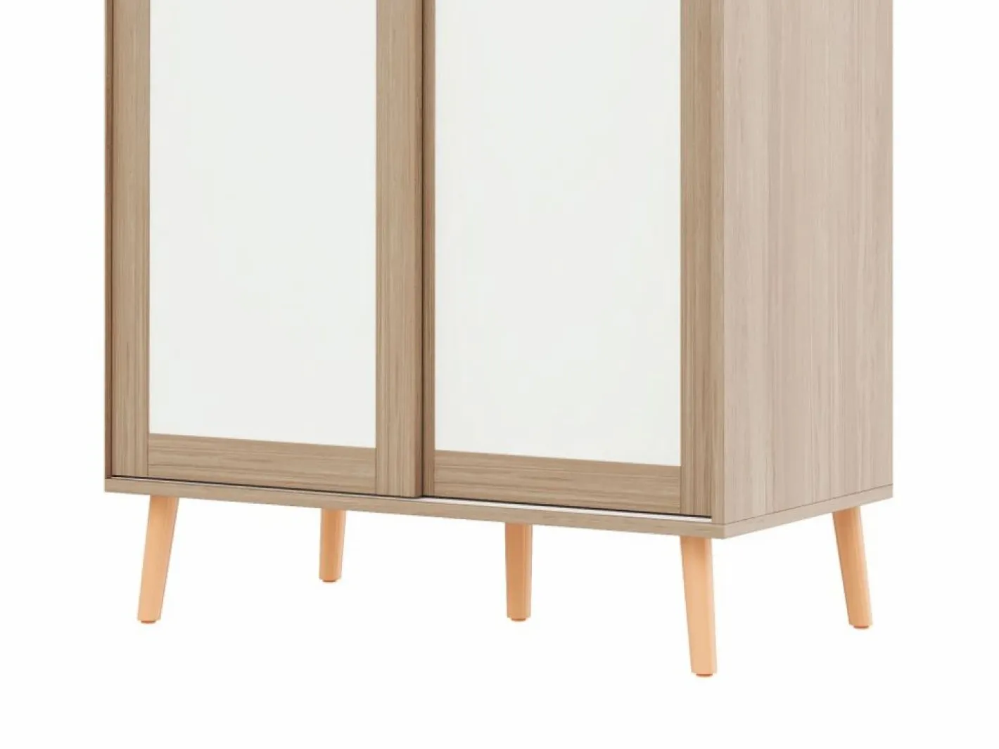ModernLuxe Armario infantil 80x46x141.5 cm - con barra para colgar ropa - 2 puertas correderas - patas de madera maciza - natural Color natural claro Sale