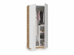 duehome Armario juvenil Ambient - Roble Nodi y Blanco Artik Color natural claro / Blanco New