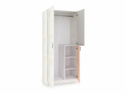 Armario juvenil Kenia Blanco Alpes - Rosa y Gris^duehome Best