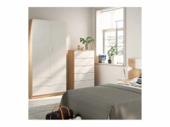 Armario Juvenil/Infantil Luca 2 puertas Roble Artesano/Blanco Mate 82x52x180 cm^ Clearance