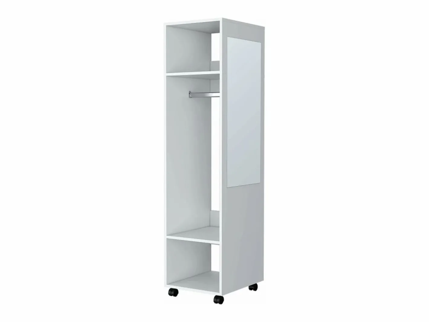 TuHome Armario Abierto, Vestidor|Armario Kronospan en melamina , tres estantes , barra para colgar ropa y espejo incluido , , 160 cm X 40 cm X 48 cm