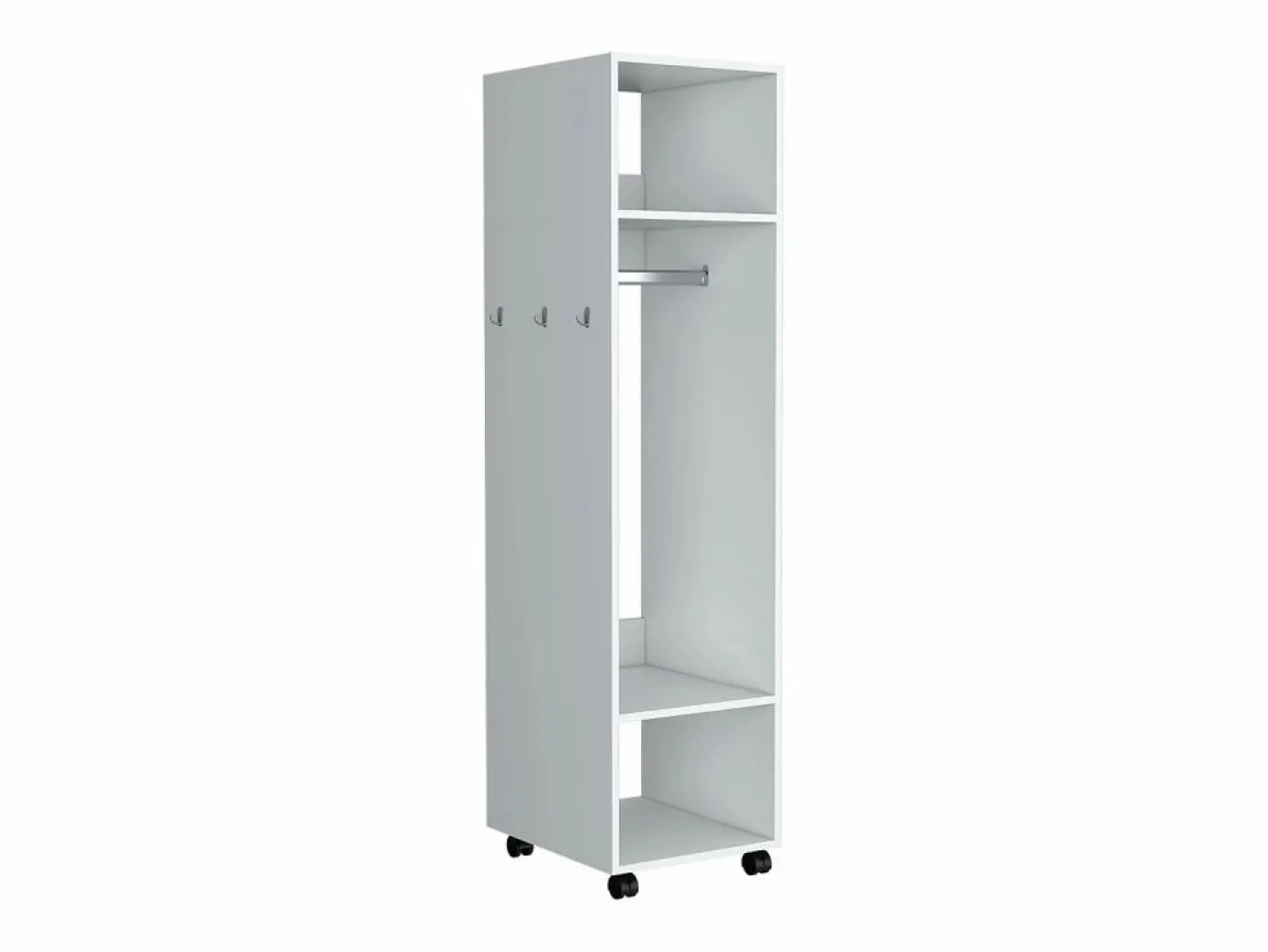TuHome Armario Abierto, Vestidor|Armario Kronospan en melamina , tres estantes , barra para colgar ropa y espejo incluido , , 160 cm X 40 cm X 48 cm