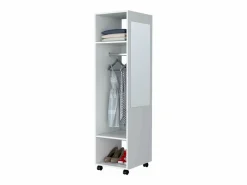TuHome Armario Abierto, Vestidor|Armario Kronospan en melamina , tres estantes , barra para colgar ropa y espejo incluido , , 160 cm X 40 cm X 48 cm