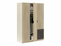 Loungitude Armario LC 3 puertas + 3 cajones roble/oxido 180x121x52 cm Color natural claro Online