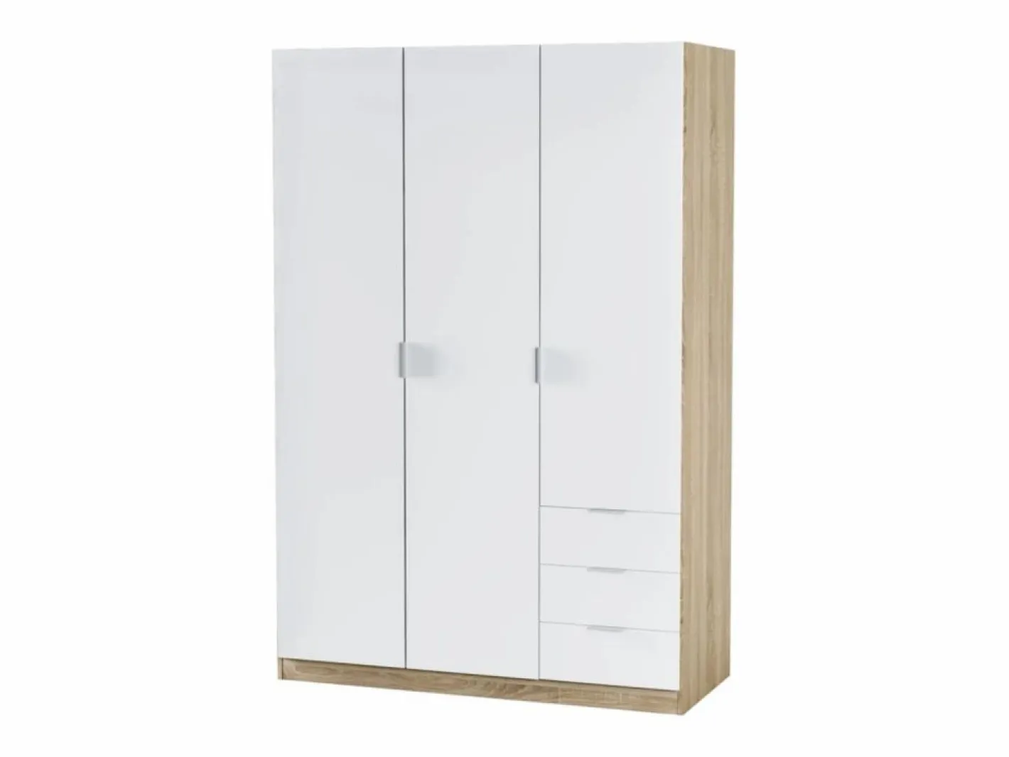 Loungitude Armario LC 3 puertas + 3 cajones roble/blanco 180x121x52 cm Color natural claro / Blanco Clearance