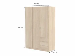 Loungitude Armario LC 3 puertas + 3 cajones roble/blanco 180x121x52 cm Color natural claro / Blanco Clearance
