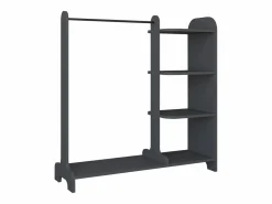 VCM Mueble Perchero|Armario librería Lempu con barra de colgar 4 estantes color antracita.