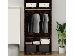 Armario Abierto, Vestidor|Armario madera contrachapada color roble ahumado 100x50x200 cm ES723775