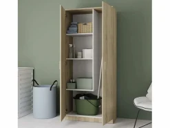 Armario Oficina|Armario Multiusos Escobero 1 Estante Superior Altura Roble Cambrian 180x80x35cm
