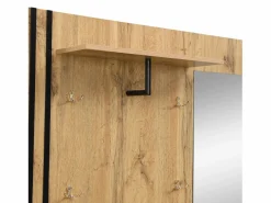 Hauss Spole Armario natural con 2 puertas, espejo, paragüero y banco zapatero, multifuncional 115 x 37 x 185 Color natural claro New