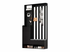 Hauss Spole Armario De Entrada|Armario con 3 cajones, 1 puerta, 4 ganchos y panel perforado, 100 x 35 x 180 cm
