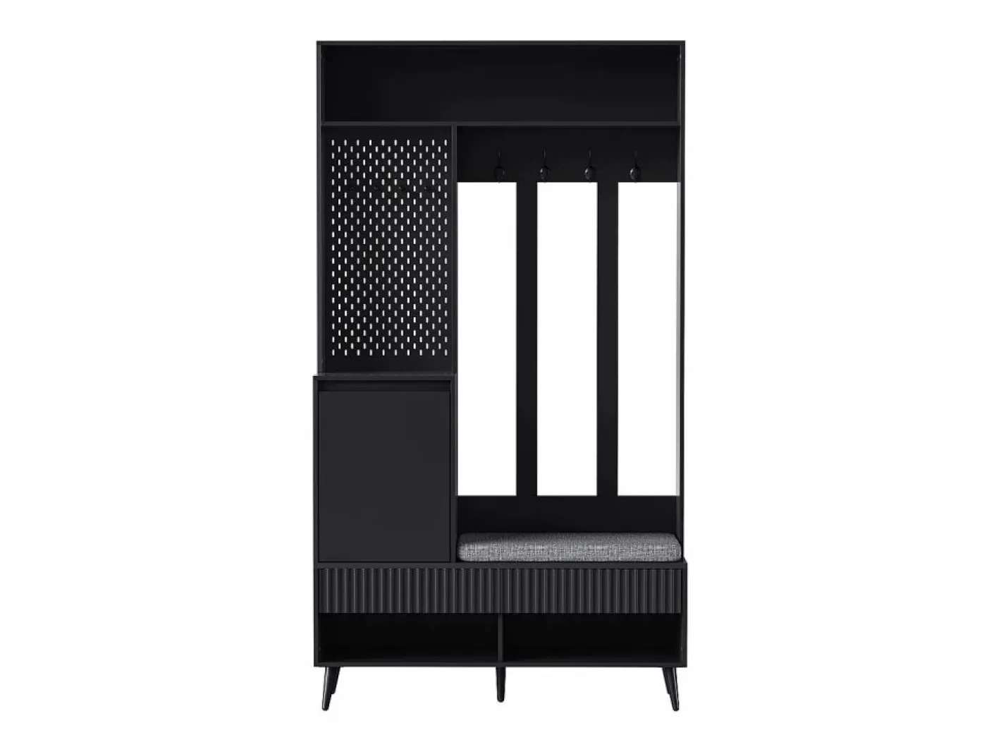 Armario con 1 puerta, 2 cajones, 4 ganchos y 1 banco 100x35x180 cm^Hauss Spole Discount