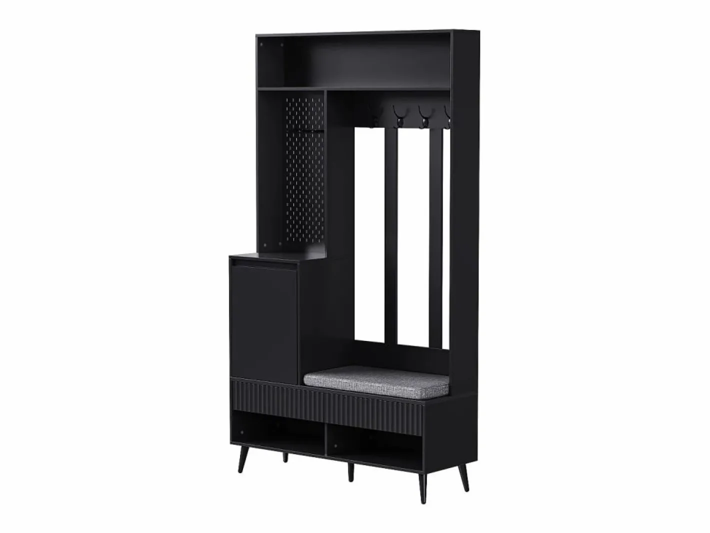 Armario con 1 puerta, 2 cajones, 4 ganchos y 1 banco 100x35x180 cm^Hauss Spole Discount