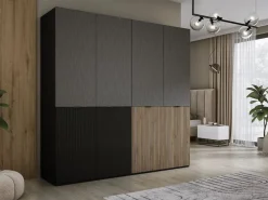 Armario: Negro Grafito / Roble Wotan, 200 x 200 x 51 cm Marru00f3n New