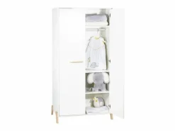 Armario para bebé de 2 puertas con patas de madera blanca^ New