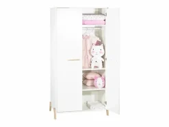 Armario para bebé de 2 puertas con patas de madera blanca^ New