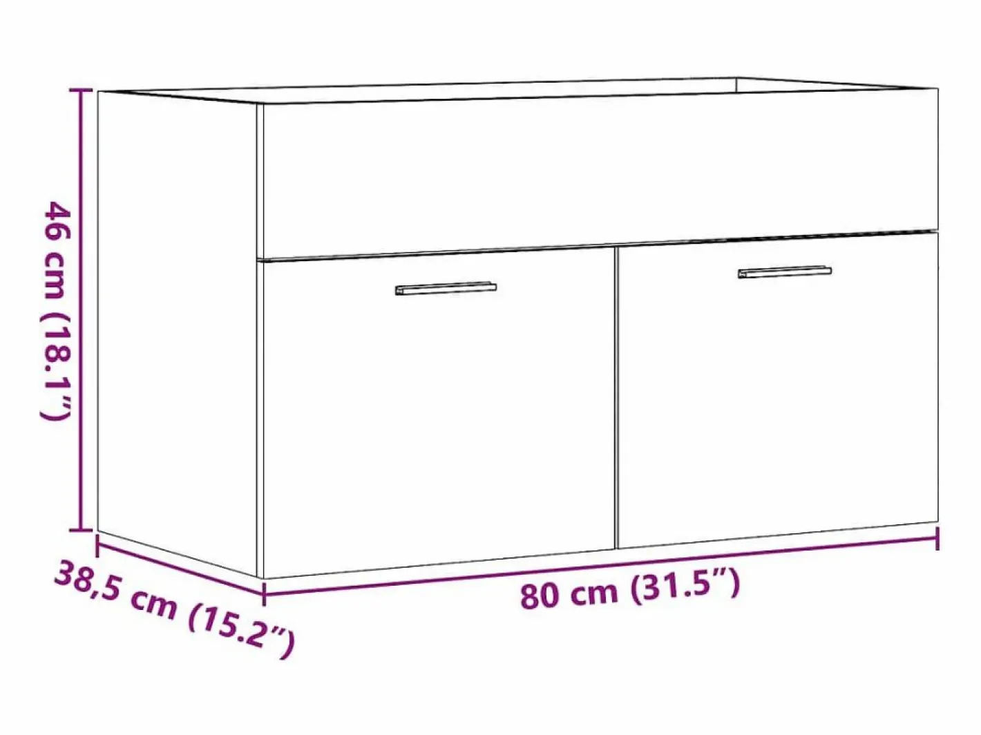 vidaxl Mueble De Lavabo|Armario para lavabo contrachapada color roble 80x38,5x46 cm