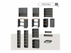 Vicco Armario para lavadora antracita/roble dorado 68x60x88.2 viktor Gris antracita Outlet