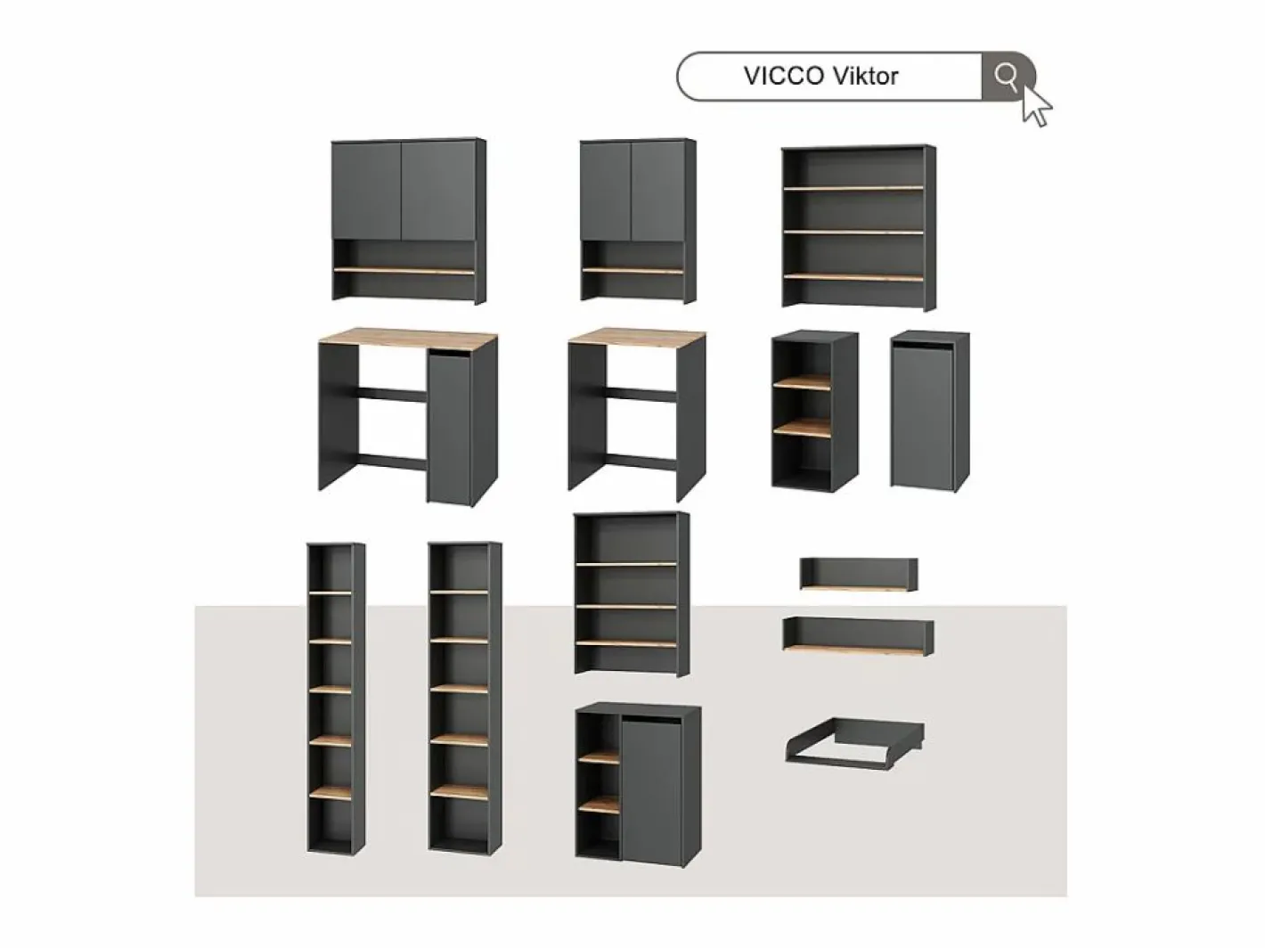 Vicco Armario para lavadora antracita/roble dorado 68x60x88.2 viktor Gris antracita Outlet