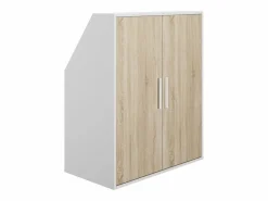 Vente-unique Armario para techo abuhardillado 2 puertas en color blanco y natural - ADEZIO Color natural claro / Blanco New
