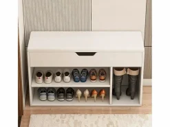 Zapatero|Mueble De Almacenaje|ARMARIO PARA ZAPATOS CON ASIENTO DE MADERA, 3 ESTANTES, APERTURA, , 80 CM