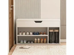 Zapatero|Mueble De Almacenaje|ARMARIO PARA ZAPATOS CON ASIENTO DE MADERA, 3 ESTANTES, APERTURA, , 80 CM