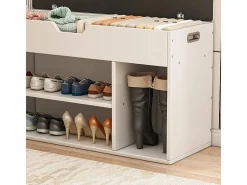 Zapatero|Mueble De Almacenaje|ARMARIO PARA ZAPATOS CON ASIENTO DE MADERA, 3 ESTANTES, APERTURA, , 80 CM