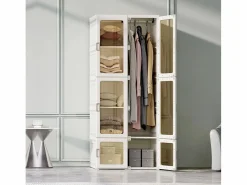 Muebles Niño|Armario portátil, organizador de almacenaje, con puertas magnéticas, fácil montaje, puerta transparente, 170 x 69 x 50 cm,