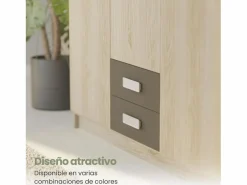 Armario Puccini -Grafito, 3 Puertas, Altillo y 2 Cajones, Perfecto para Dormitorios Matrimoniales e Infantiles, Madera, 130x207,6x50 cm.^ Sale