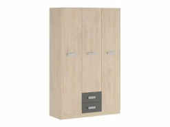 Armario Puccini -Grafito, 3 Puertas, Altillo y 2 Cajones, Perfecto para Dormitorios Matrimoniales e Infantiles, Madera, 130x207,6x50 cm.^ Sale