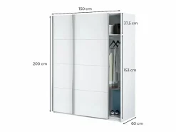 Loungitude Armario puertas correderas aglomerado 200x150x60cm Blanco