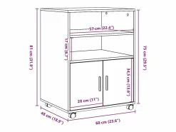 Armario rodante Sonoma 60x48x81 cm Madera de ingeniería^ Clearance