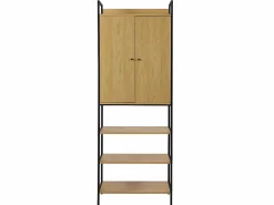 Vente-unique Armario De Entrada|Armario ropero -2 puertas, 3 estanterías y 1 barra para colgar la ropa - Color: roble y negro - TAPORA
