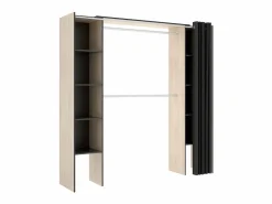 Armario ropero extensible 2 estanterías DORIAN Color roble y antracita^Vente-unique Clearance