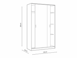 Armario|Armario ropero puertas correderas Plus Noon acabado roble combinado con blanco 200 cm(alto