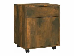 vidaxl Cajonera De Escritorio|Armario ruedas madera contrachapada roble ahumado 45x38x54 cm