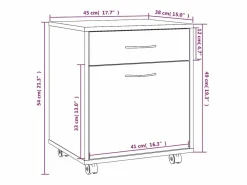 vidaxl Cajonera De Escritorio|Armario ruedas madera contrachapada roble ahumado 45x38x54 cm