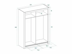 Armario Sava 2 puertas correderas mate 201x150,5x58,7 cm Blanco Best