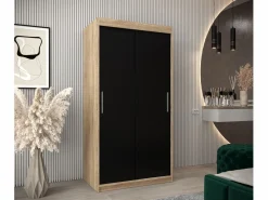 Abiks Möbel Armario|Armario TOKYO de puertas correderas 200/100/62 2 puertas (sonoma/negro)
