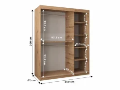 ARMARIO VERONA 4 DE PUERTAS CORREDERAS 200/150/62 2 puertas (blanco/blanco)^Abiks Möbel Online