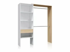 duehome Armario Vestidor Aura Blanco Artik (Blanco Mate) - Roble Canadian Color natural claro Hot