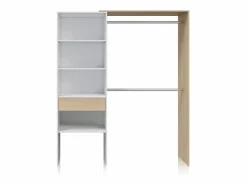 duehome Armario Vestidor Aura Blanco Artik (Blanco Mate) - Roble Canadian Color natural claro Hot