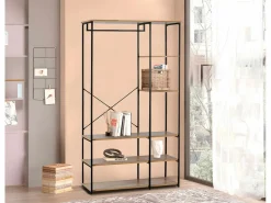 Armario Vestidor con Estanteria Sil, Estilo Industrial 167x89x38 cm^Saldosystocks Discount