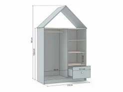 duehome Armario vestidor juvenil Misty Cloud Verde Salvia - Oak Soft Gris Best