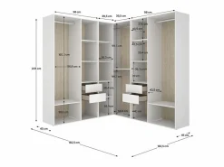 Armario vestidor Suit 4 barras con 4 cajones y compartimentos /natural 205x182,5x182,5 cm Blanco Sale