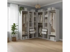 Armario vestidor Suit 4 barras con 4 cajones y compartimentos /natural 205x182,5x182,5 cm Blanco Sale