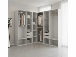Armario vestidor Suit 4 barras con 4 cajones y compartimentos /natural 205x182,5x182,5 cm Blanco Sale
