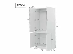 ModernLuxe Armario 70x40x170 cm - 4 puertas - con varilla para colgar ropa - Blanco New
