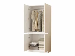 ModernLuxe Armario 70x40x170 cm - 4 puertas - con varilla para colgar ropa - Blanco New